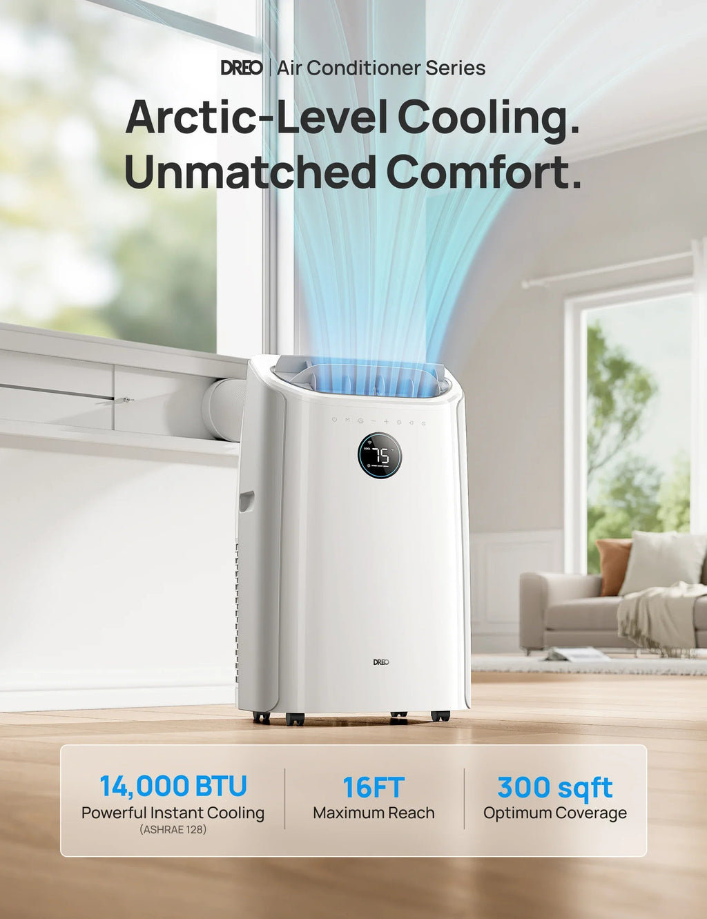 DREO 14000 BTU Smart Portable Air Conditioner 516S White