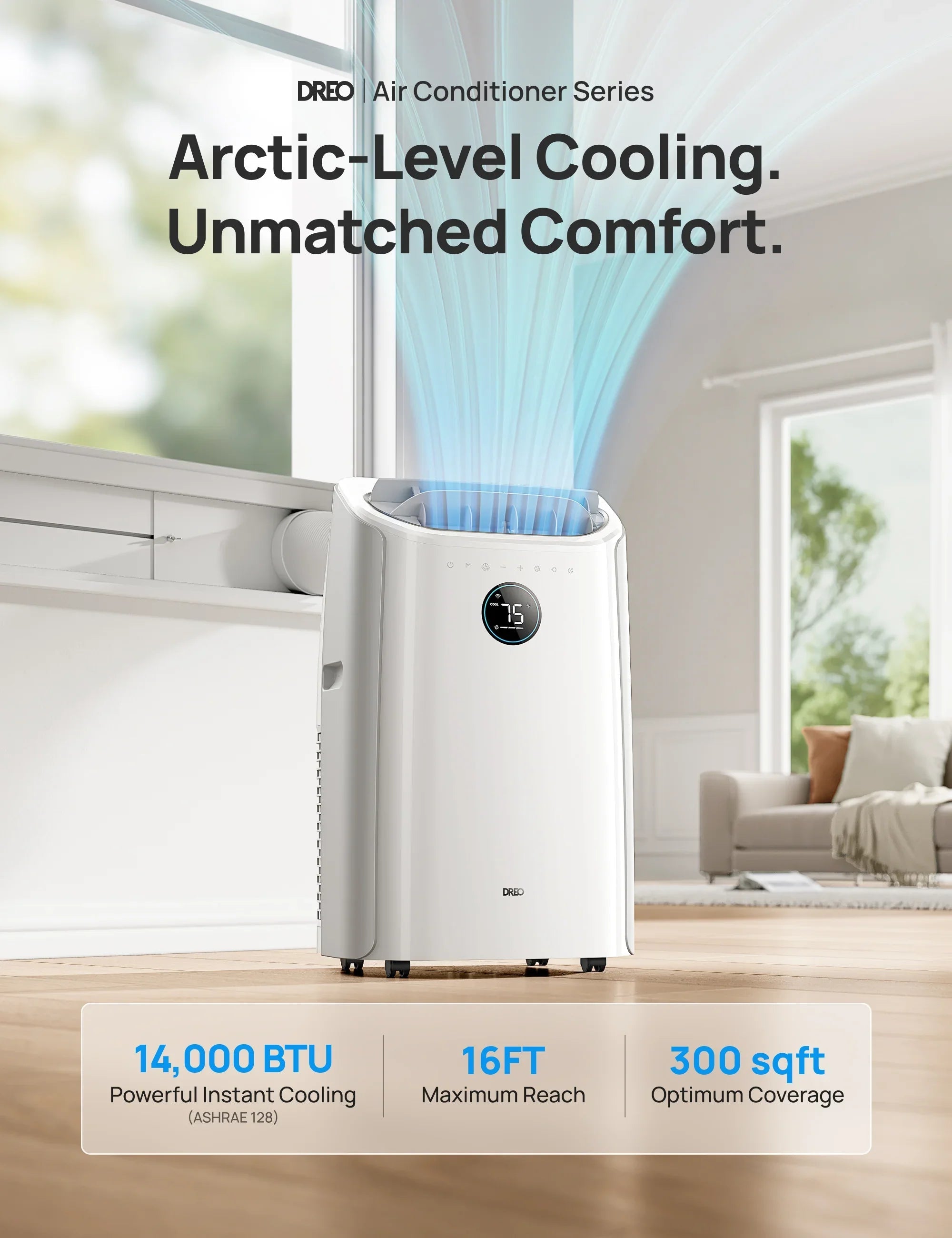 DREO 14000 BTU Smart Portable Air Conditioner 516S White