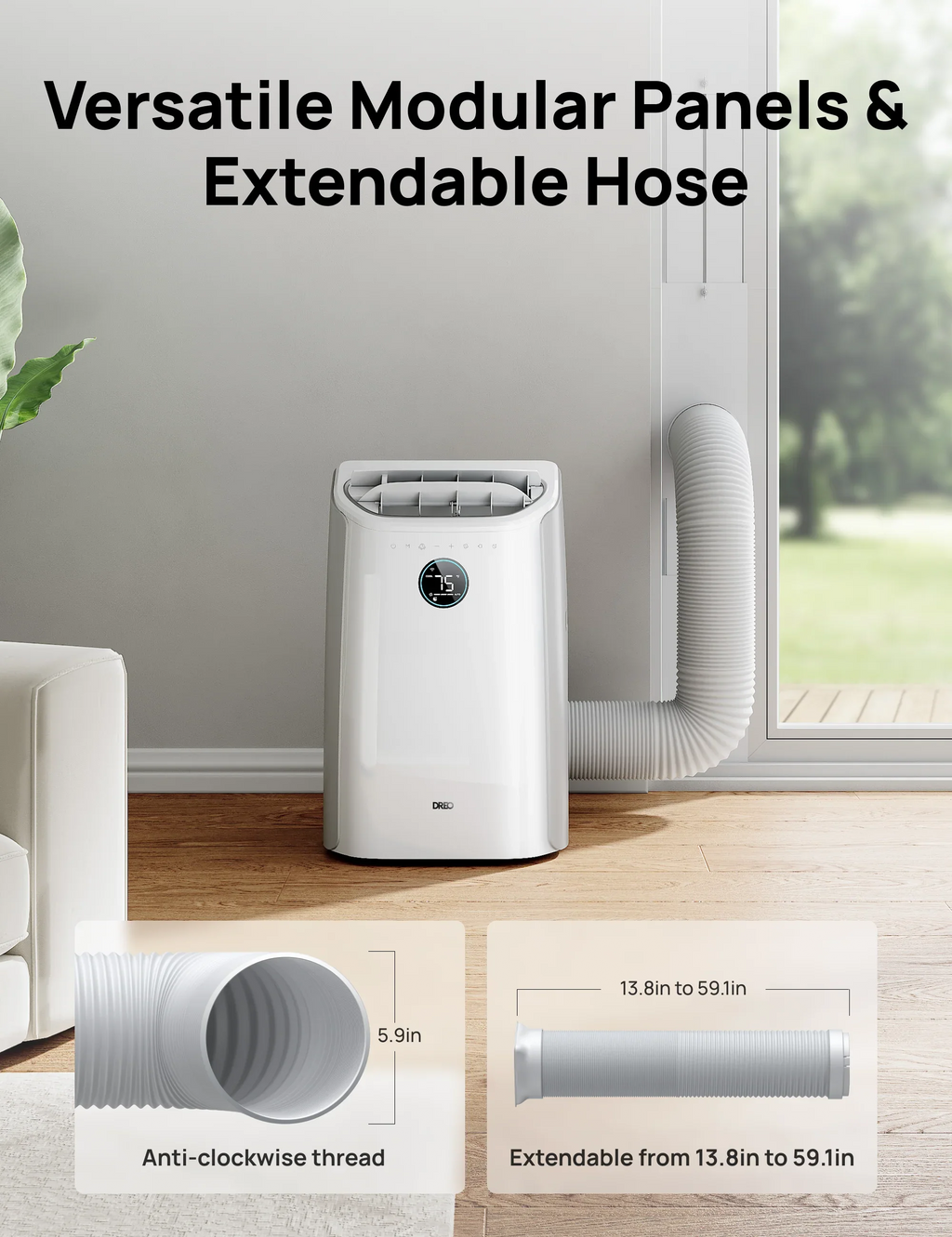 DREO 14000 BTU Smart Portable Air Conditioner 516S White