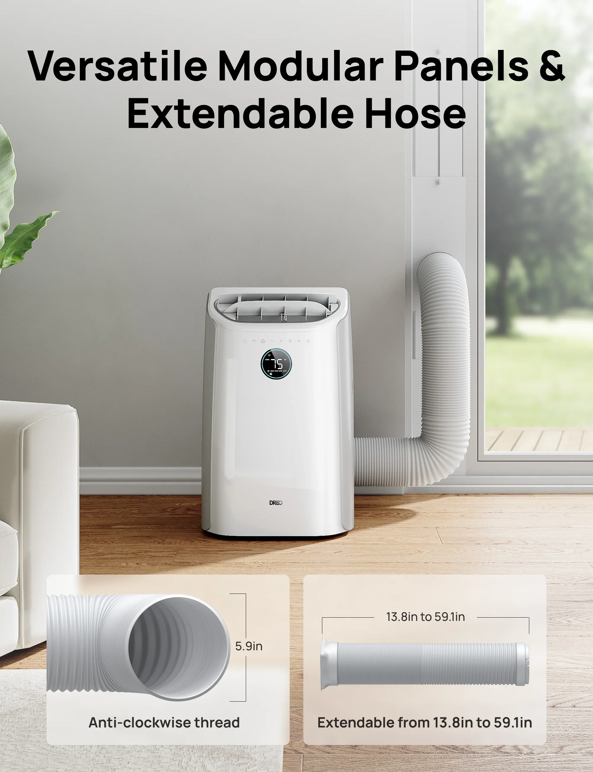 DREO 14000 BTU Smart Portable Air Conditioner 516S White