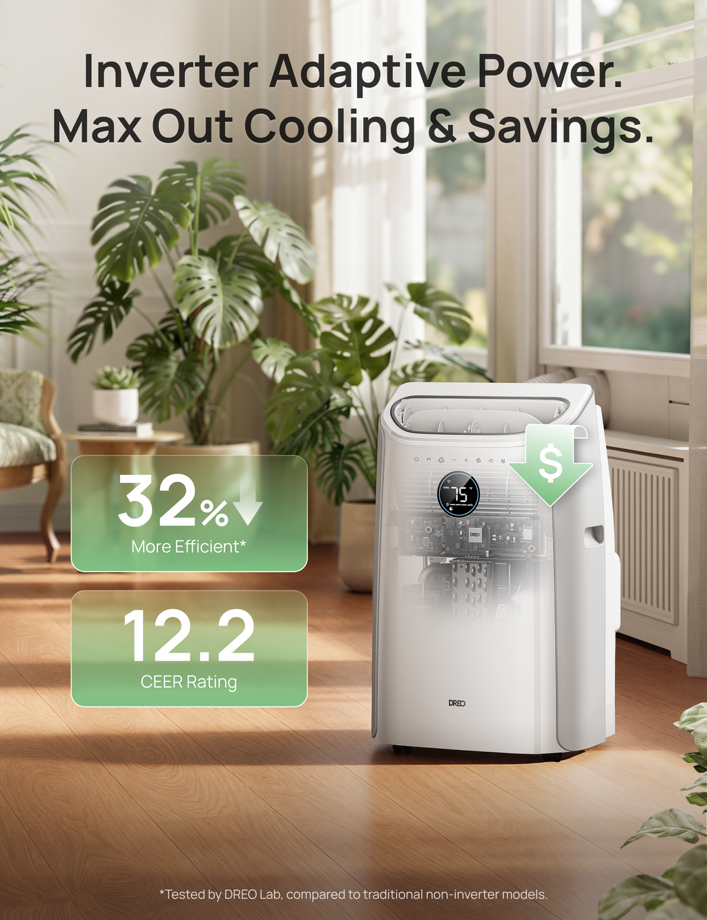 DREO 740S Portable Air Conditioner 10,000 BTU White