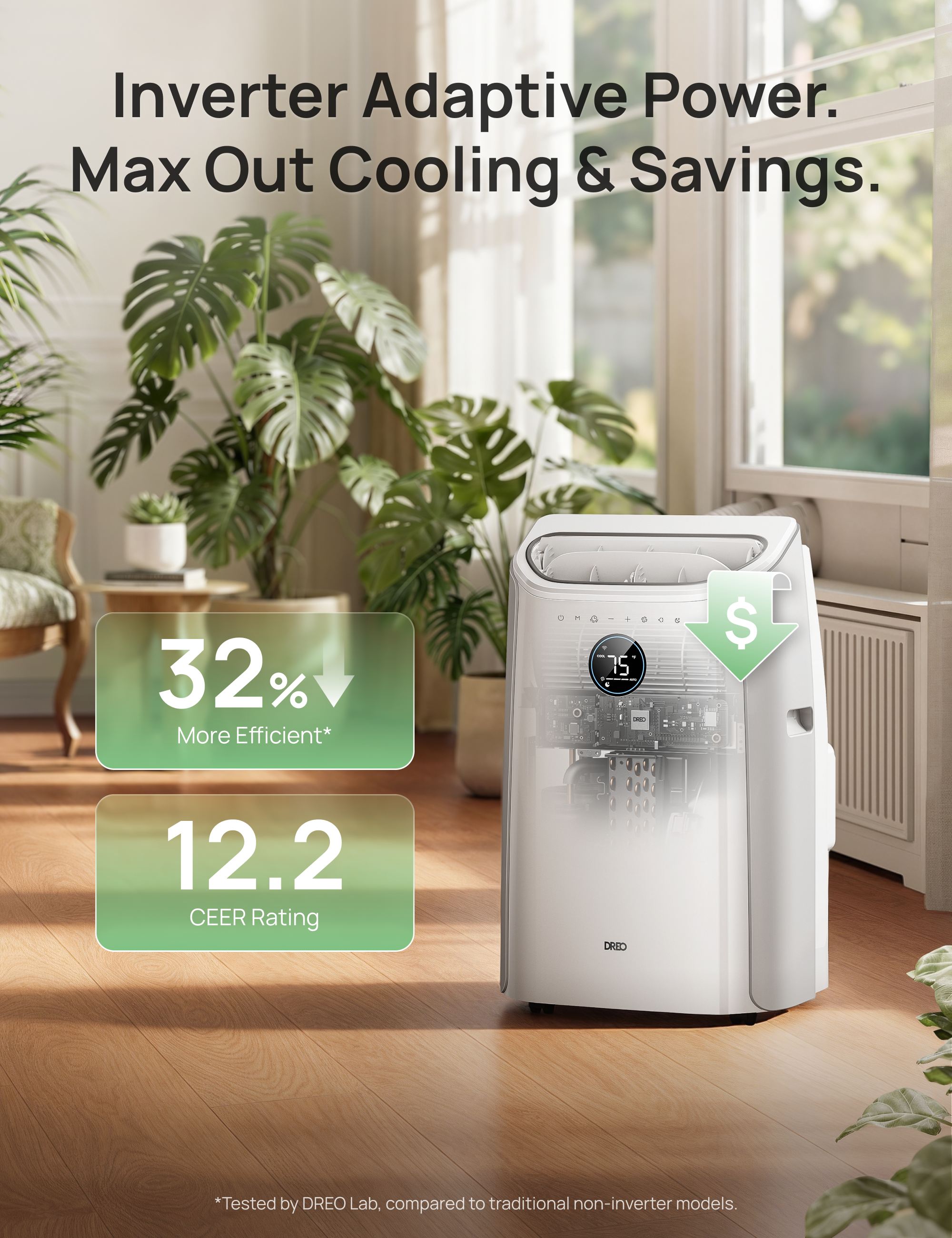 DREO 740S Portable Air Conditioner 10,000 BTU White