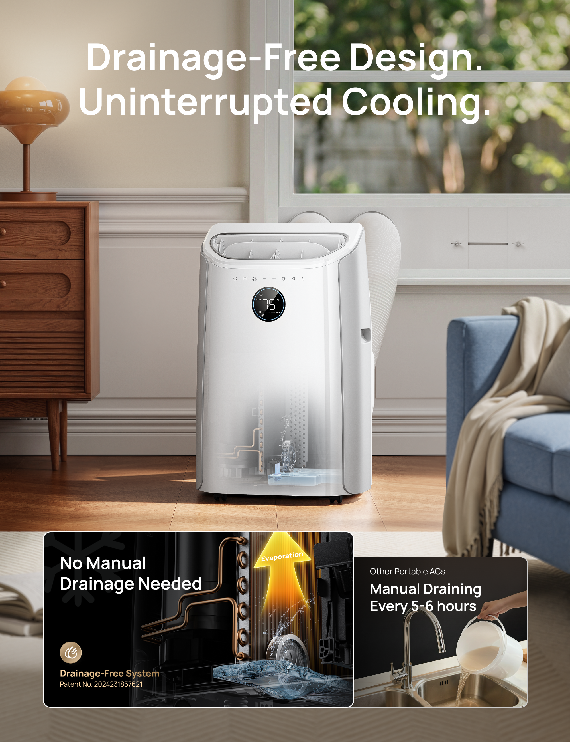 DREO 740S Portable Air Conditioner 10,000 BTU White